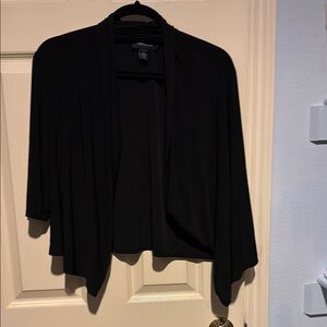 Black Open Front Shrug with Three-Quarter Sleeves
